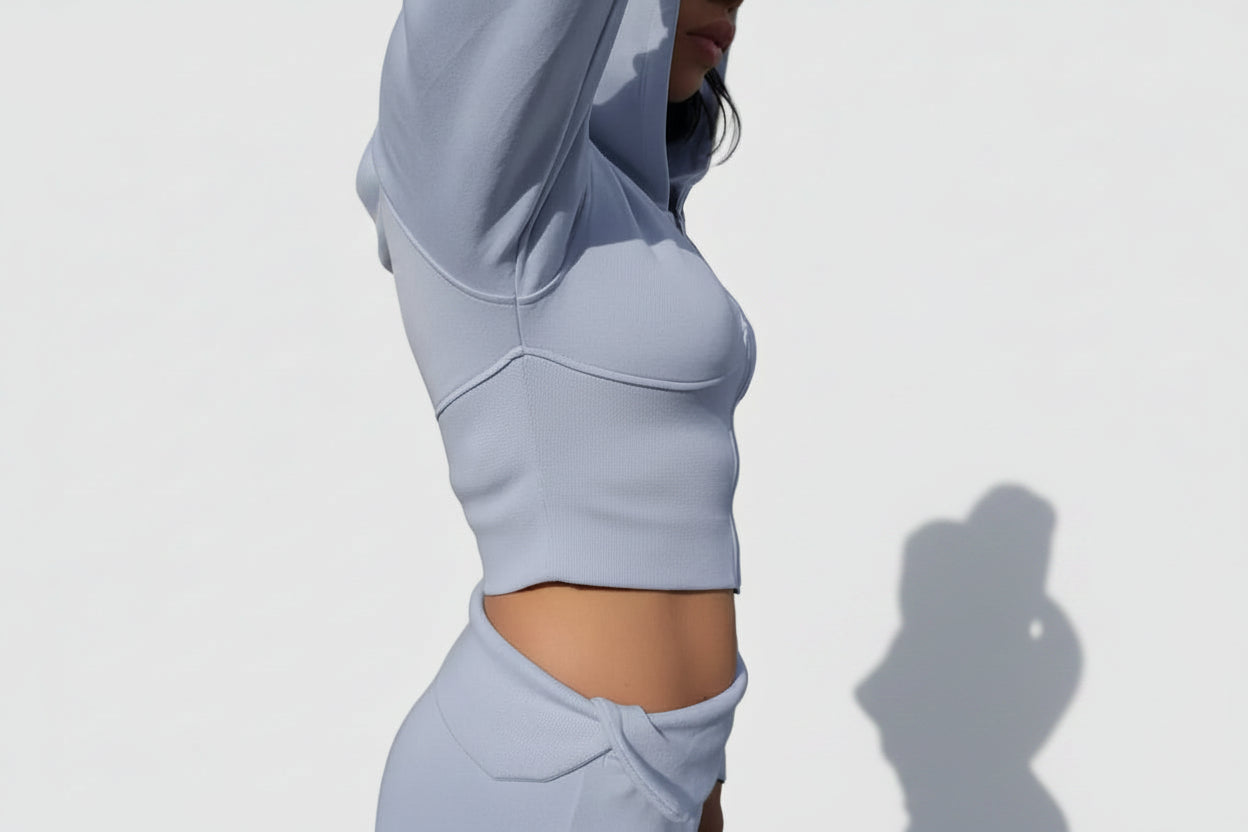 Light Blue athletic outfit on a plain background